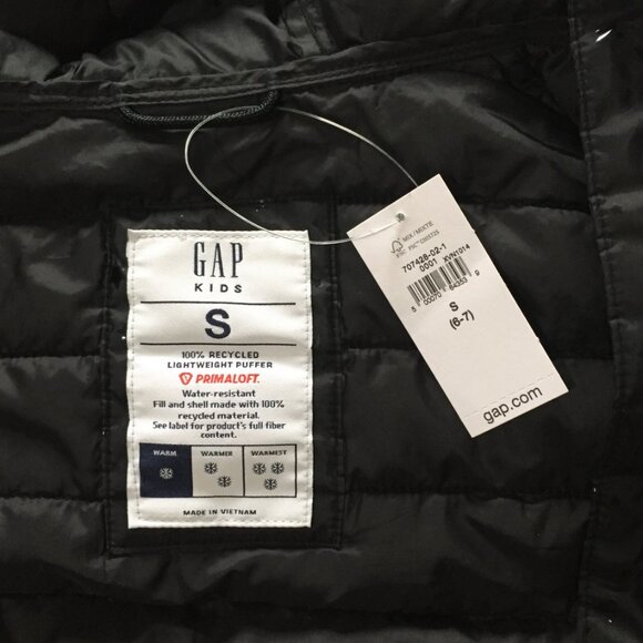 Gap Girls Primaloft Puffer Jacket Black with Stars Size Small - Picture 2 of 7